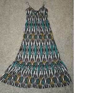 Womens Maxi Dress Weavers Brown Tribal Large Spaghetti Strap Bra Empire Waist